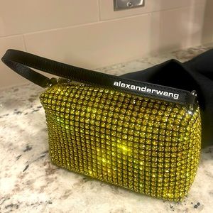 Alexander wang yellow embellished clutch. Mesh rhinestone